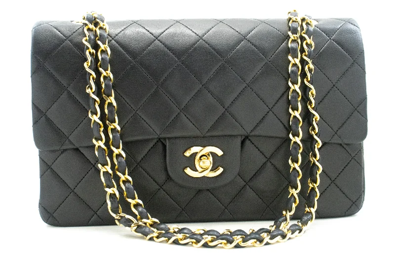 Chanel New Arrival Handbag with Gold HardwareCHANEL Classic Double Flap 10" Chain Shoulder Bag Black Lambskin