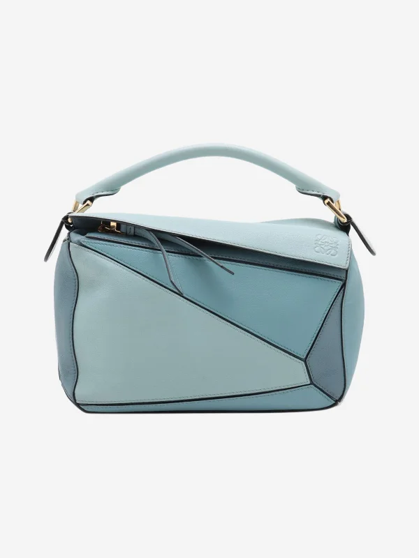 Hermes Bags with Magnetic and Twist - Lock ClosuresBlue small tricolour Puzzle bag