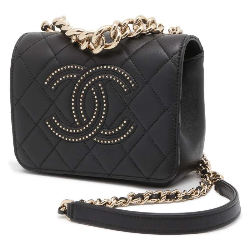 Chanel classicChanel Chain Shoulder Bag Matelasse Coco Mark Studs Lambskin AS1514 2way Handbag Black