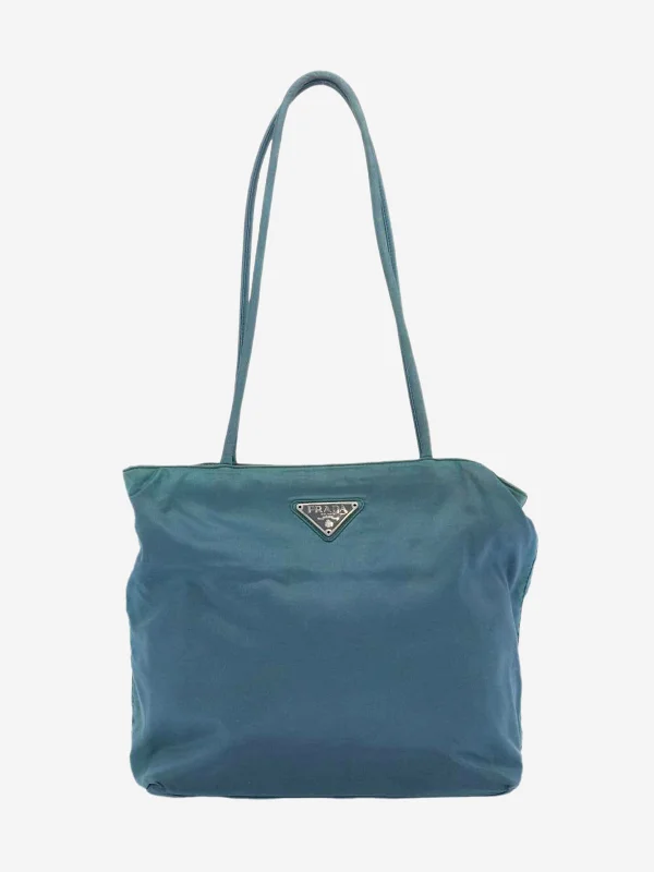 Hermes Bags with Adjustable and Padded Shoulder StrapsBlue nylon shoulder bag