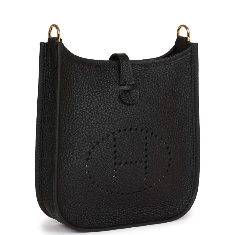 Water - Resistant Hermes Beach Bags for Summer FunHermes Evelyne TPM Black Clemence Gold Hardware