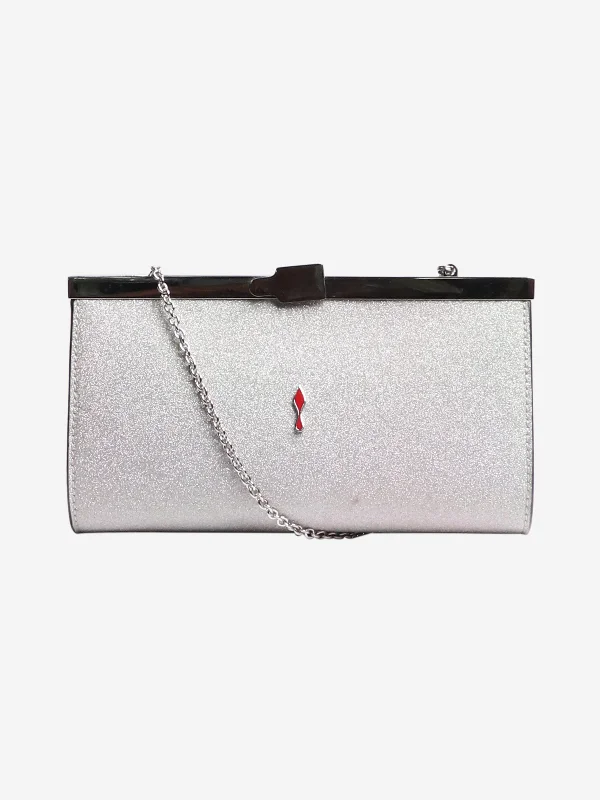 Durable Hermes Canvas - Trimmed Bags for Outdoor UseSilver glitter palmette clutch