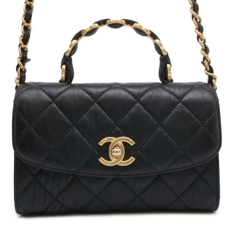 Chanel bags with modern touchesChanel Chain Shoulder Bag Matelasse Crumple Lambskin AS2478 2way Handbag Black