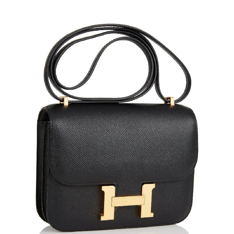 Stylish Hermes Kelly Bags with Custom - Engraved PlatesHermes Constance 18 Black Epsom Gold Hardware