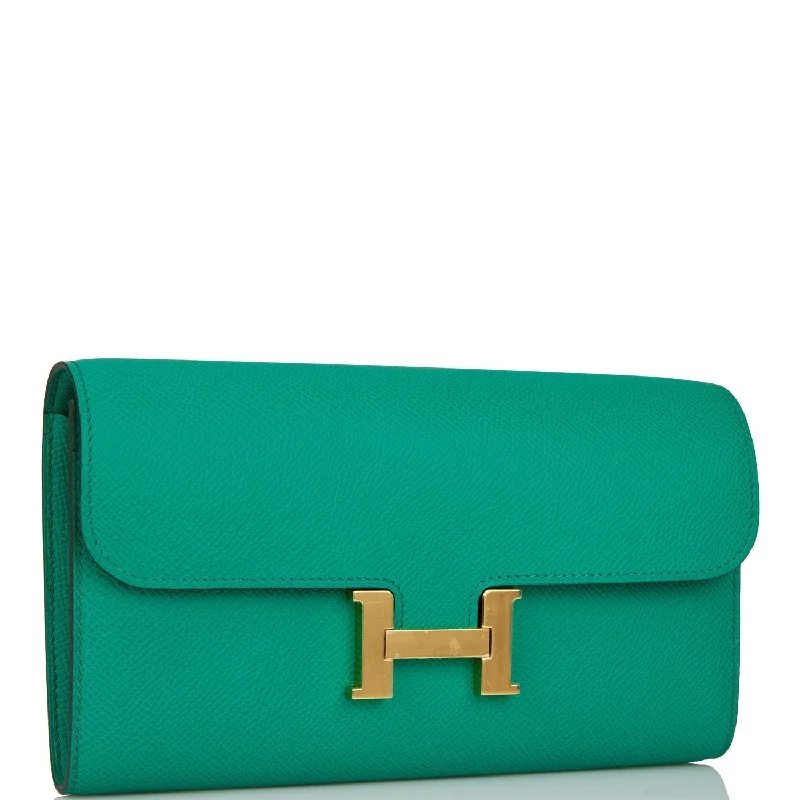 Sporty - Inspired Hermes Bags for Active LifestylesHermes Constance Wallet To Go Vert Jade Epsom Gold Hardware