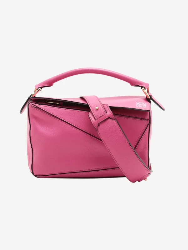 High - Capacity Hermes Duffle - Style Bags for Extended TripsFuchsia small Puzzle bag