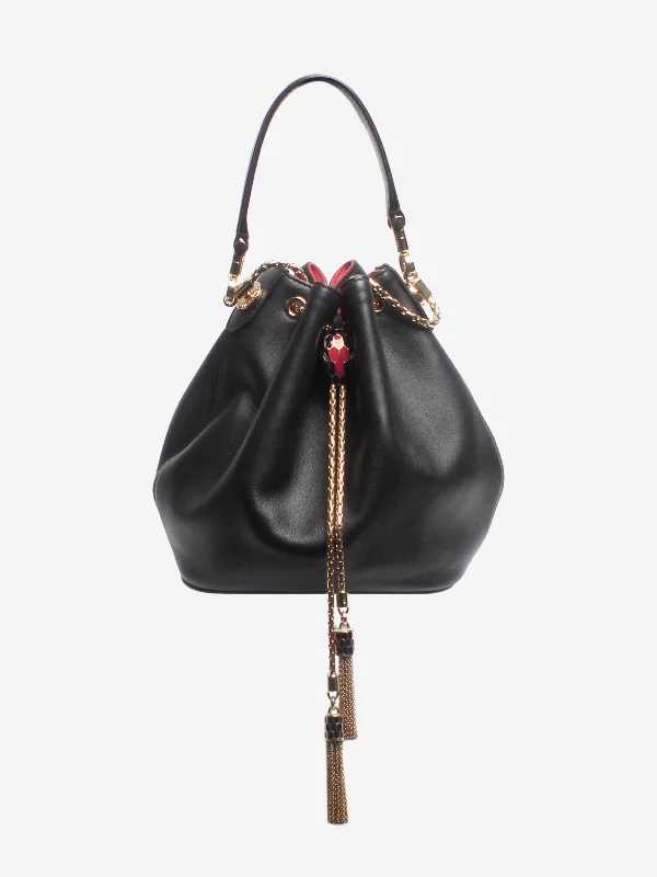 Soft - Handled Hermes So Kelly Bags for a Feminine TouchBlack Serpenti forever bucket bag