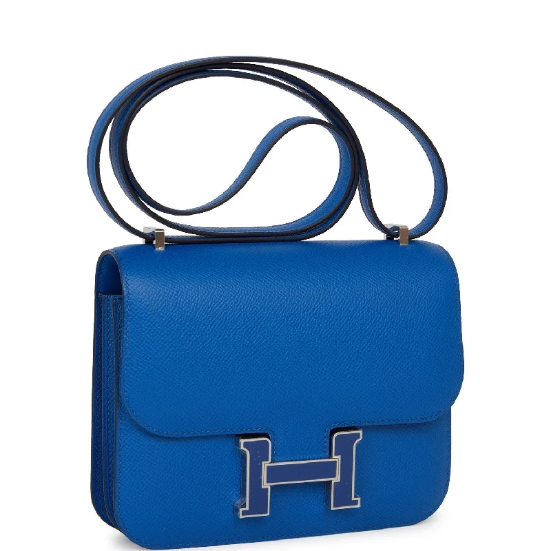 Hermes Bags with Adjustable and Padded Shoulder StrapsHermes Constance 18 Bleu France Epsom Palladium Hardware