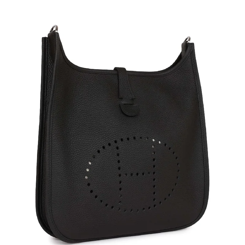 Easy - to - Clean Hermes Bags for Busy LifestylesHermes Evelyne III PM Black Clemence Palladium Hardware