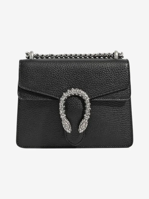 Faux Fur - Trimmed Hermes Bags for Winter SophisticationBlack Dionysus black leather mini bag