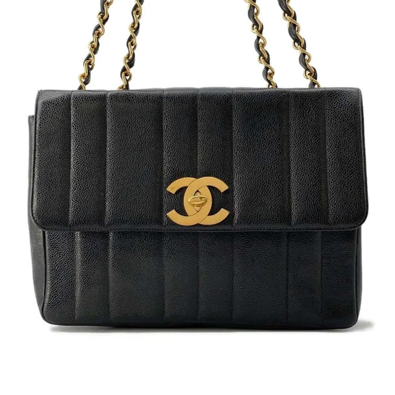 Chanel Handbag with Adjustable Strap for ComfortChanel Chain Shoulder Bag Mademoiselle Coco Mark Caviar Skin CHANEL Black