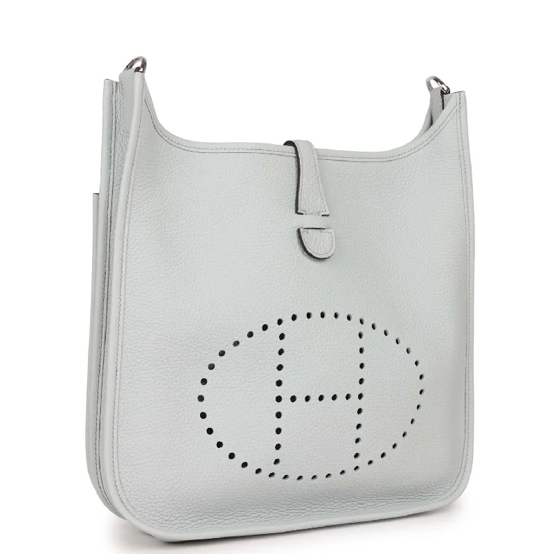 Hermes Bags with Adjustable Shoulder and Crossbody StrapsHermes Evelyne III PM Bleu Pale Clemence Palladium Hardware