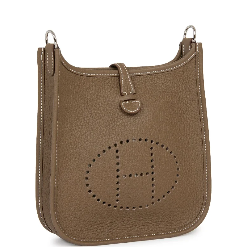 Soft - Handled Hermes So Kelly Bags for a Feminine TouchHermes Evelyne TPM Etoupe Clemence Palladium Hardware