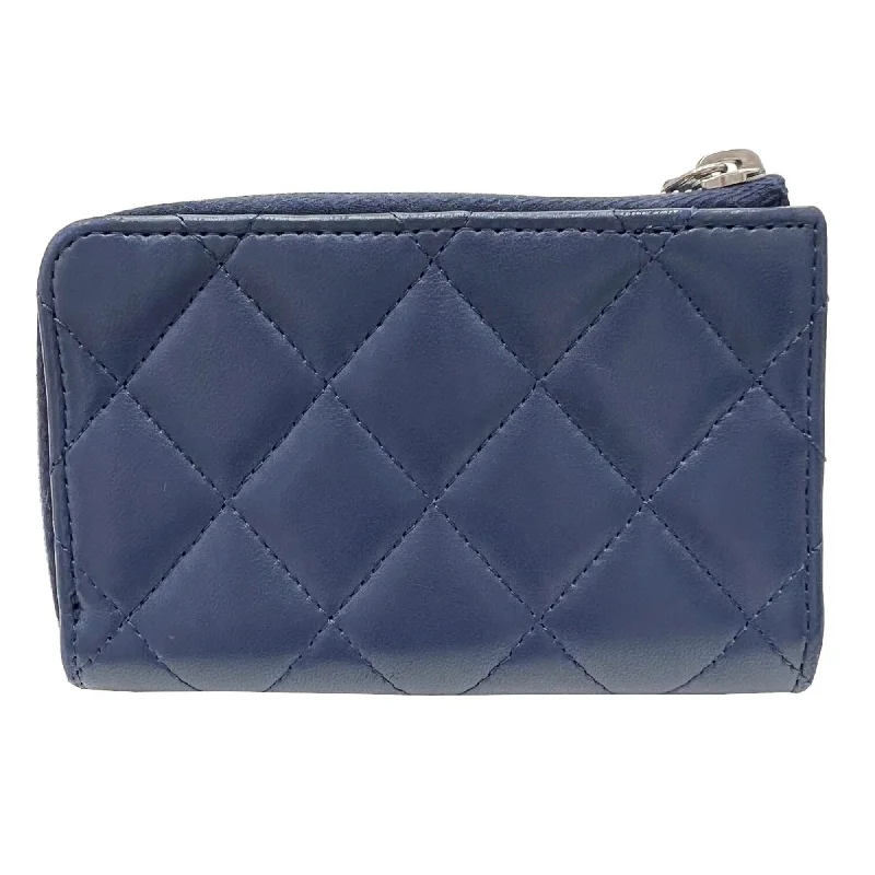 Chanel Handbag with Adjustable Strap for ComfortCHANEL Classic Zip Matelasse Coin Case Card Key Ring Purse Navy Lambskin Coco Mark Wallet A68943 Women's Men's 2