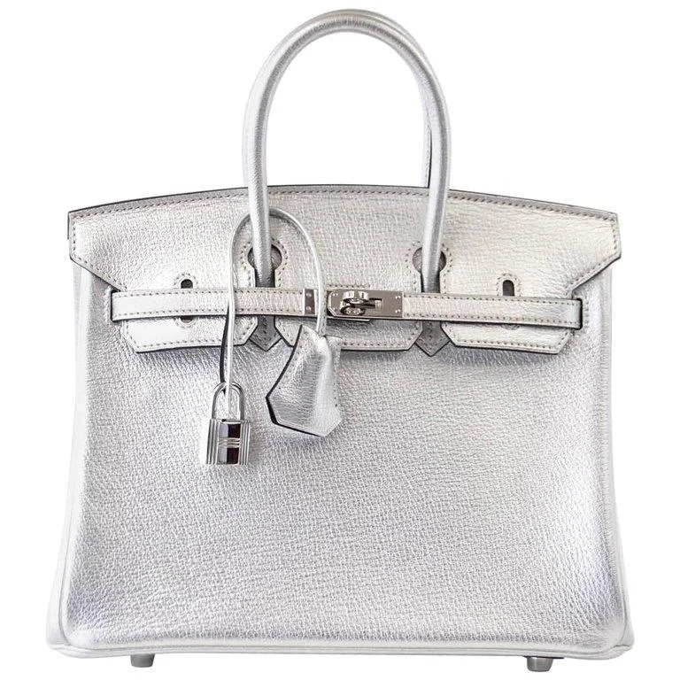 Sustainable and Ethical Hermes Bags for Conscious ConsumersHermes Birkin 25 Ultra Rare Metallic Silver Chevre Palladium Hardware