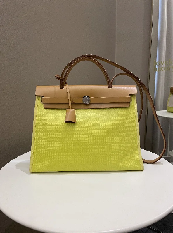 Color - Blocked Hermes Bags for a Bold Fashion StatementHermes Herbag Zip 31 Lime coated canvas